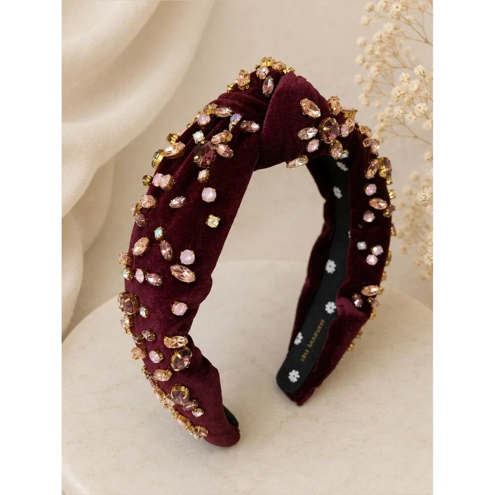 Lele Sadoughi Burgundy Mixed Shape crystal headband